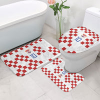 Custom Croatia National Football Bathroom Set Red Checkerboard Glagolitic Script Geometric Pattern Art