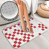 Custom Croatia National Football Bathroom Set Red Checkerboard Glagolitic Script Geometric Pattern Art