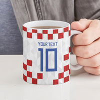 Custom Croatia National Football Ceramic Mug Red Checkerboard Glagolitic Script Geometric Pattern Art