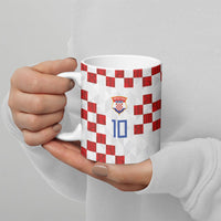Custom Croatia National Football Ceramic Mug Red Checkerboard Glagolitic Script Geometric Pattern Art
