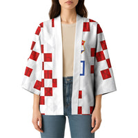 Custom Croatia National Football Kimono Red Checkerboard Glagolitic Script Geometric Pattern Art