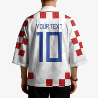 Custom Croatia National Football Kimono Red Checkerboard Glagolitic Script Geometric Pattern Art