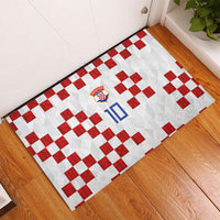 Custom Croatia National Football Rubber Doormat Red Checkerboard Glagolitic Script Geometric Pattern Art