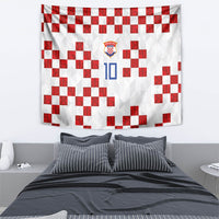 Custom Croatia National Football Tapestry Red Checkerboard Glagolitic Script Geometric Pattern Art