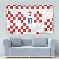 Custom Croatia National Football Tapestry Red Checkerboard Glagolitic Script Geometric Pattern Art