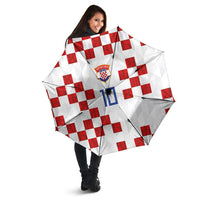 Custom Croatia National Football Umbrella Red Checkerboard Glagolitic Script Geometric Pattern Art
