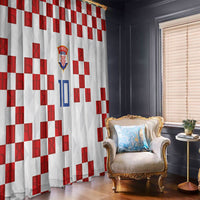 Custom Croatia National Football Window Curtain Red Checkerboard Glagolitic Script Geometric Pattern Art