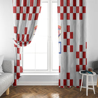 Custom Croatia National Football Window Curtain Red Checkerboard Glagolitic Script Geometric Pattern Art