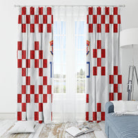 Custom Croatia National Football Window Curtain Red Checkerboard Glagolitic Script Geometric Pattern Art