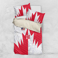 Custom USA and Canada National Football Bedding Set Maple Leaf Geometric and American Stripes