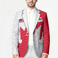 Custom USA and Canada National Football Blazer Maple Leaf Geometric and American Stripes
