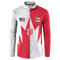 Custom USA and Canada National Football Button Sweatshirt Maple Leaf Geometric and American Stripes