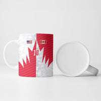 Custom USA and Canada National Football Ceramic Mug Maple Leaf Geometric and American Stripes