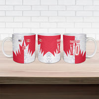 Custom USA and Canada National Football Ceramic Mug Maple Leaf Geometric and American Stripes