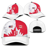 Custom USA and Canada National Football Classic Cap Maple Leaf Geometric and American Stripes