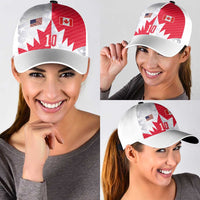 Custom USA and Canada National Football Classic Cap Maple Leaf Geometric and American Stripes