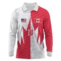 Custom USA and Canada National Football Long Sleeve Polo Shirt Maple Leaf Geometric and American Stripes