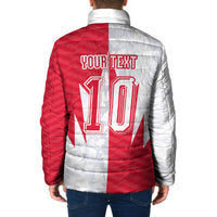 Custom USA and Canada National Football Padded Jacket Maple Leaf Geometric and American Stripes