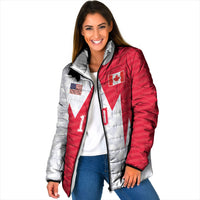 Custom USA and Canada National Football Padded Jacket Maple Leaf Geometric and American Stripes