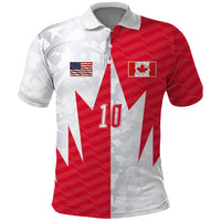 Custom USA and Canada National Football Polo Shirt Maple Leaf Geometric and American Stripes