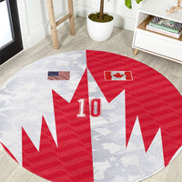 Custom USA and Canada National Football Round Carpet Maple Leaf Geometric and American Stripes