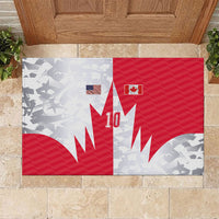 Custom USA and Canada National Football Rubber Doormat Maple Leaf Geometric and American Stripes