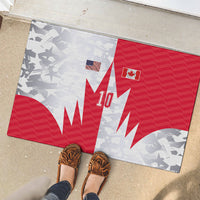Custom USA and Canada National Football Rubber Doormat Maple Leaf Geometric and American Stripes