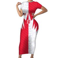Custom USA and Canada National Football Short Sleeve Bodycon Dress Maple Leaf Geometric and American Stripes
