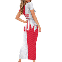 Custom USA and Canada National Football Short Sleeve Bodycon Dress Maple Leaf Geometric and American Stripes