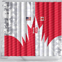 Custom USA and Canada National Football Shower Curtain Maple Leaf Geometric and American Stripes