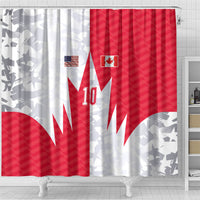 Custom USA and Canada National Football Shower Curtain Maple Leaf Geometric and American Stripes