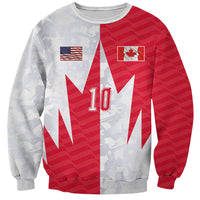 Custom USA and Canada National Football Sweatshirt Maple Leaf Geometric and American Stripes