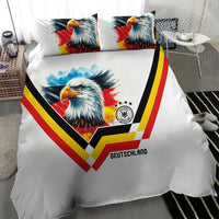Germany National Football Bedding Set Deutschland Eagle Watercolor Splash Geometric Flag Stripe Pattern Art