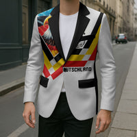 Custom Germany National Football Blazer Deutschland Eagle Watercolor Splash Geometric Flag Stripe Pattern Art