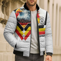 Custom Germany National Football Bomber Puffer Jacket Deutschland Eagle Watercolor Splash Geometric Flag Stripe Pattern Art