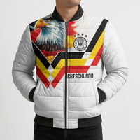 Custom Germany National Football Bomber Puffer Jacket Deutschland Eagle Watercolor Splash Geometric Flag Stripe Pattern Art
