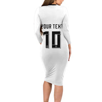 Custom Germany National Football Long Sleeve Bodycon Dress Deutschland Eagle Watercolor Splash Geometric Flag Stripe Pattern Art