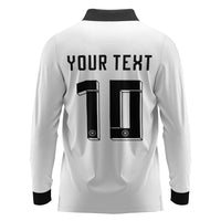 Custom Germany National Football Long Sleeve Polo Shirt Deutschland Eagle Watercolor Splash Geometric Flag Stripe Pattern Art