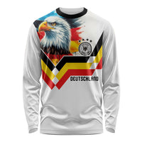 Custom Germany National Football Long Sleeve Shirt Deutschland Eagle Watercolor Splash Geometric Flag Stripe Pattern Art