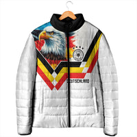 Custom Germany National Football Padded Jacket Deutschland Eagle Watercolor Splash Geometric Flag Stripe Pattern Art