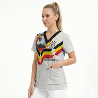 Custom Germany National Football Scrub Top Deutschland Eagle Watercolor Splash Geometric Flag Stripe Pattern Art