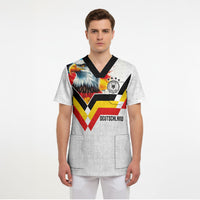 Custom Germany National Football Scrub Top Deutschland Eagle Watercolor Splash Geometric Flag Stripe Pattern Art