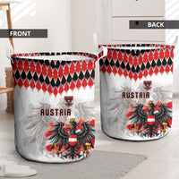 Austria National Football Laundry Basket Argyle Diamond Pattern with Eagle Watercolor Paint Splash Graphic Art