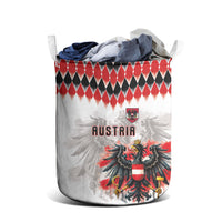 Austria National Football Laundry Basket Argyle Diamond Pattern with Eagle Watercolor Paint Splash Graphic Art