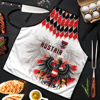 Austria National Football Apron Argyle Diamond Pattern with Eagle Watercolor Paint Splash Graphic Art