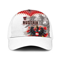 Austria National Football Baseball Net Cap Argyle Diamond Pattern with Eagle Watercolor Paint Splash Graphic Art