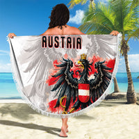 Austria National Football Beach Blanket Argyle Diamond Pattern with Eagle Watercolor Paint Splash Graphic Art