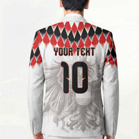 Custom Austria National Football Blazer Argyle Diamond Pattern with Eagle Watercolor Paint Splash Graphic Art