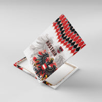 Austria National Football Canvas Wall Art Argyle Diamond Pattern with Eagle Watercolor Paint Splash Graphic Art