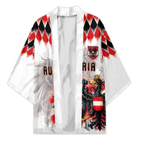 Custom Austria National Football Kimono Argyle Diamond Pattern with Eagle Watercolor Paint Splash Graphic Art